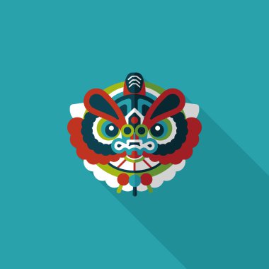 Çin yeni yılı düz simgesi ile uzun gölge, eps10, dragon ve