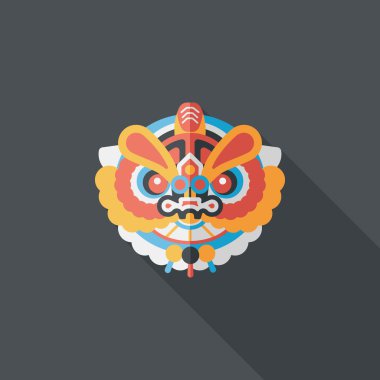 Çin yeni yılı düz simgesi ile uzun gölge, eps10, dragon ve