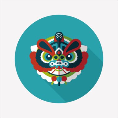 Çin yeni yılı düz simgesi ile uzun gölge, eps10, dragon ve