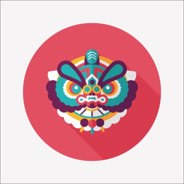 Çin yeni yılı düz simgesi ile uzun gölge, eps10, dragon ve