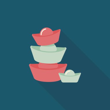 Çin yeni yılı uzun gölge, eps10, Altın külçe de düz simgesiyle