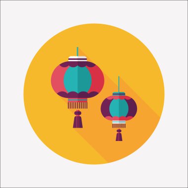 Çin yeni yılı uzun gölge, eps10, Çinli bir dekor ile düz simgesi