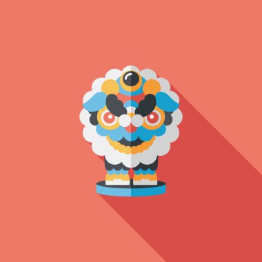 Çin yeni yılı düz simgesi ile uzun gölge, eps10, dragon ve