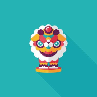 Çin yeni yılı düz simgesi ile uzun gölge, eps10, dragon ve