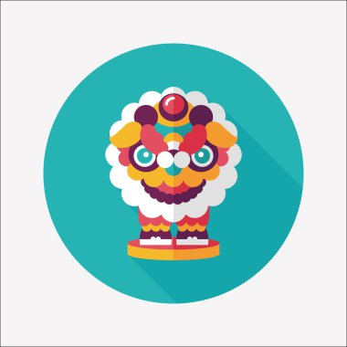 Çin yeni yılı düz simgesi ile uzun gölge, eps10, dragon ve