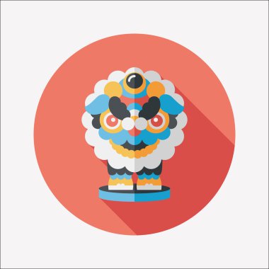 Çin yeni yılı düz simgesi ile uzun gölge, eps10, dragon ve