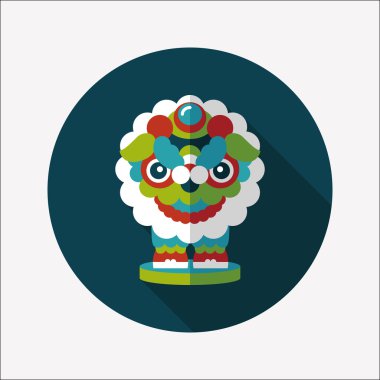 Çin yeni yılı düz simgesi ile uzun gölge, eps10, dragon ve