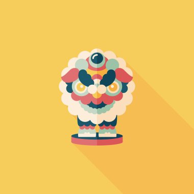 Çin yeni yılı düz simgesi ile uzun gölge, eps10, dragon ve