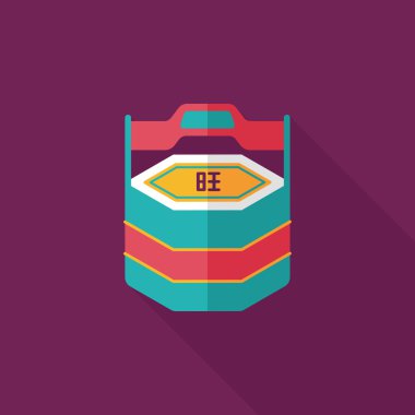 Çin yeni yıl hediye kutusu düz simgesiyle uzun gölge, eps10