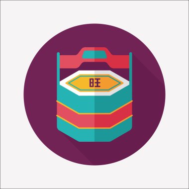 Çin yeni yıl hediye kutusu düz simgesiyle uzun gölge, eps10