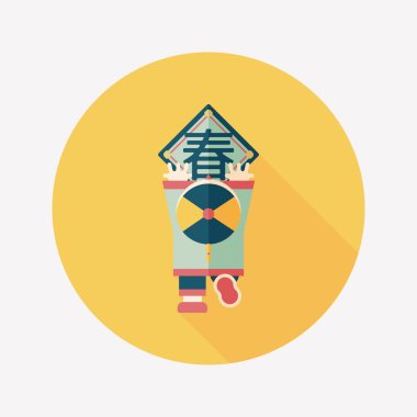 Çin yeni yılı uzun gölge, eps10, küçük bo düz simgesiyle