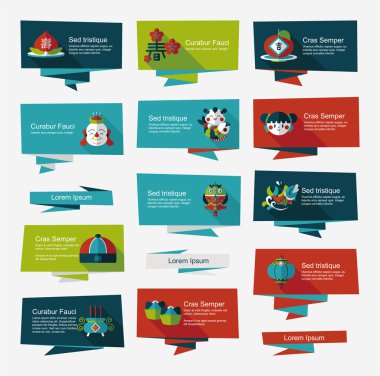 Çin yeni yılı düz afiş arka plan ayarlamak, eps10