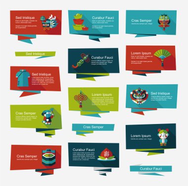 Çin yeni yılı düz afiş arka plan ayarlamak, eps10