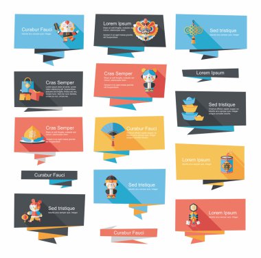 Çin yeni yılı düz afiş arka plan ayarlamak, eps10