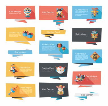 Çin yeni yılı düz afiş arka plan ayarlamak, eps10