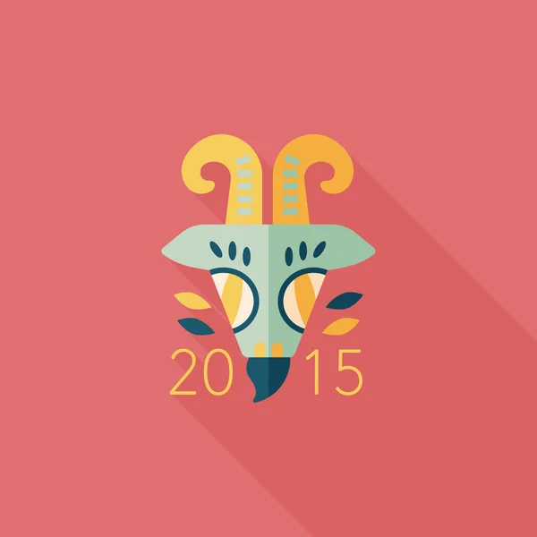 Chinese New Year platte pictogram met lange schaduw, eps10, Chinese Zodia — Stockvector