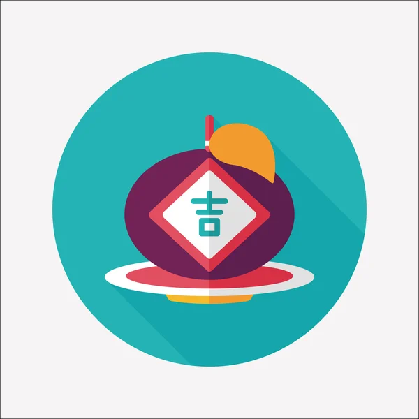 Chinese New Year flat icon with long shadow, eps10, Chinese lucky — стоковый вектор