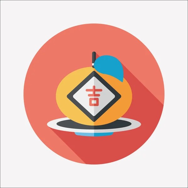 Čínský Nový rok plochý ikona s dlouhý stín, eps10, Číňané štěstí — Stockový vektor