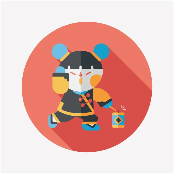 Čínský Nový rok dívka ploché ikony s dlouhý stín, eps10 — Stockový vektor