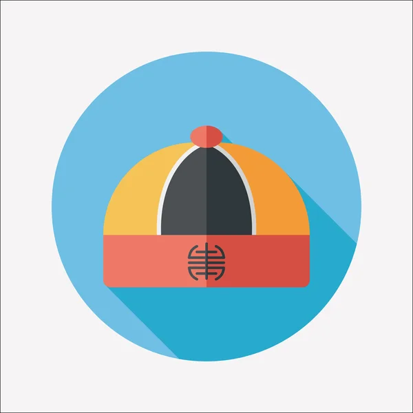 Chapeau chinois icône plate avec ombre longue, eps10 — Image vectorielle