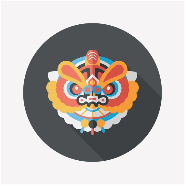 Čínský Nový rok ploché ikony s dlouhý stín, eps10, drak a — Stockový vektor