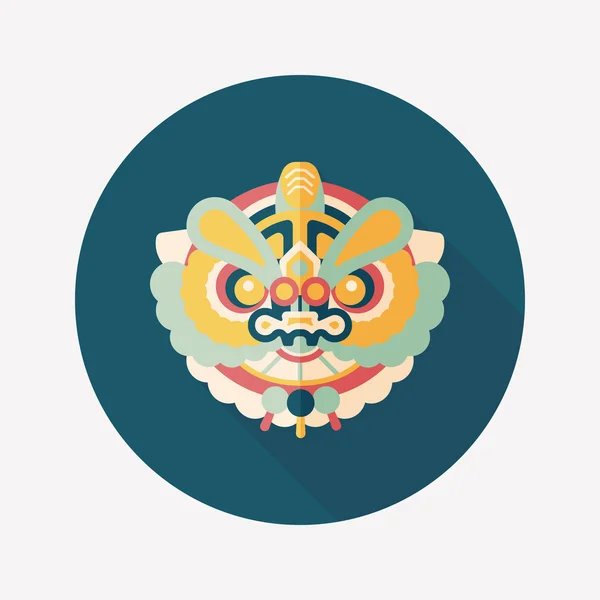 Año Nuevo chino icono plano con sombra larga, eps10, El dragón y — Vector de stock
