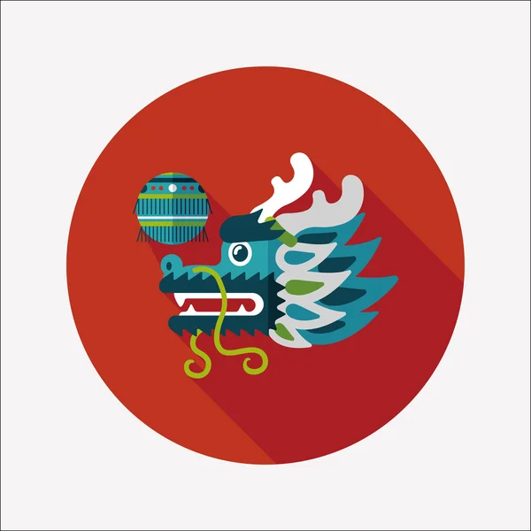 Čínský Nový rok ploché ikony s dlouhý stín, eps10, drak a — Stockový vektor