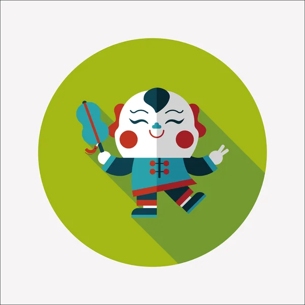 Chinese New Year flat icon with long shadow, eps10, Maitreya doll — стоковый вектор