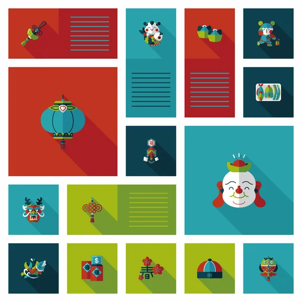 Chinese New Year platte ui achtergrond, eps10 — Stockvector