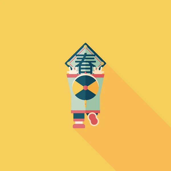 Año Nuevo chino icono plano con sombra larga, eps10, el pequeño bo — Archivo Imágenes Vectoriales