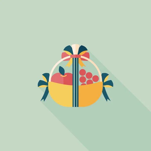 Fruit geschenk manden platte pictogram met lange schaduw, eps10 — Stockvector