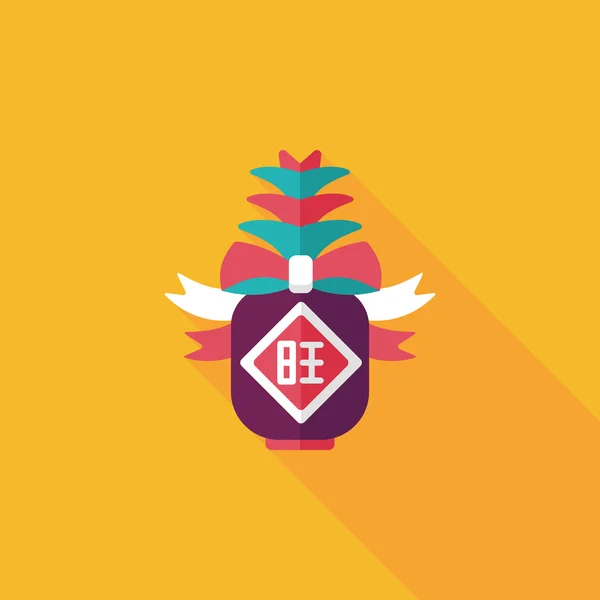 Chinese New Year flat icon with long shadow, eps10, when you send — стоковый вектор