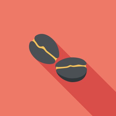 kahve çekirdeği uzun gölge, eps10 düz simgesiyle