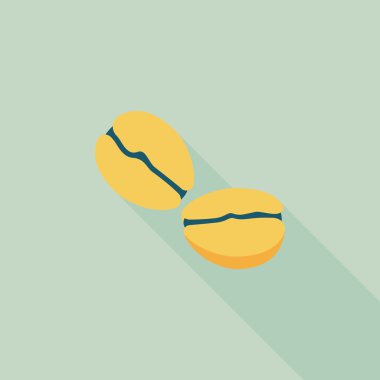 kahve çekirdeği uzun gölge, eps10 düz simgesiyle