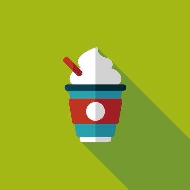 sıcak süt krem kahve düz simgesi ile uzun gölge, eps10