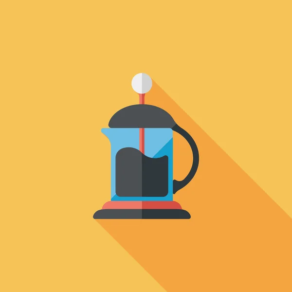 Koffie waterkoker platte pictogram met lange schaduw, eps10 — Stockvector