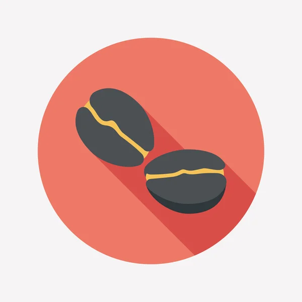 Grano de café icono plano con sombra larga, eps10 — Vector de stock