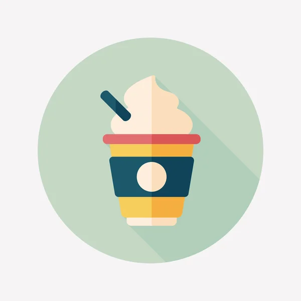 Crema de leche caliente café icono plano con sombra larga, eps10 — Vector de stock