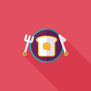 Uzun Gölge, eps10 ile kahvaltı tost düz simgesi