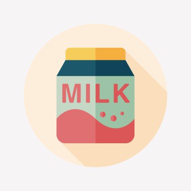 süt paket düz simgesi ile uzun gölge, eps10