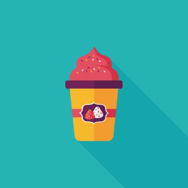 süt krem kahve düz simgesi ile uzun gölge, eps10