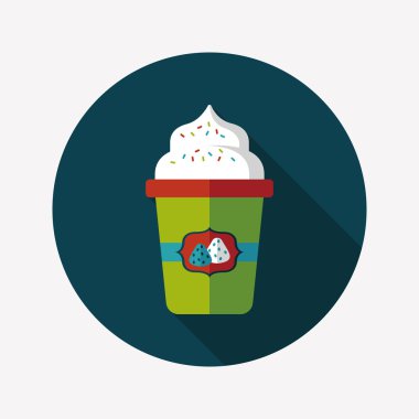 süt krem kahve düz simgesi ile uzun gölge, eps10