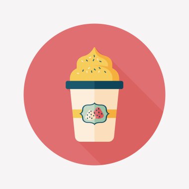 süt krem kahve düz simgesi ile uzun gölge, eps10