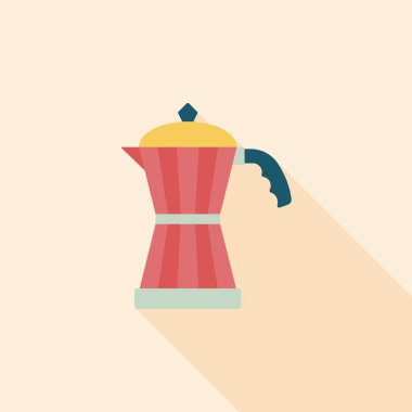 Uzun Gölge, eps10 ile kahve su ısıtıcısı düz simgesi