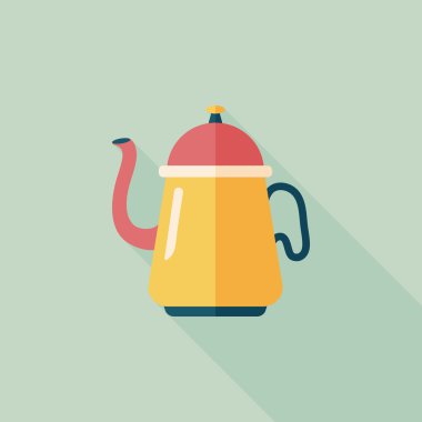 Uzun Gölge, eps10 ile kahve su ısıtıcısı düz simgesi