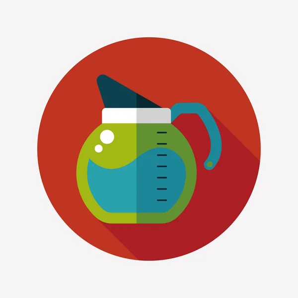 Kaffe kettle flat ikonen med långa skugga, eps10 — Stock vektor