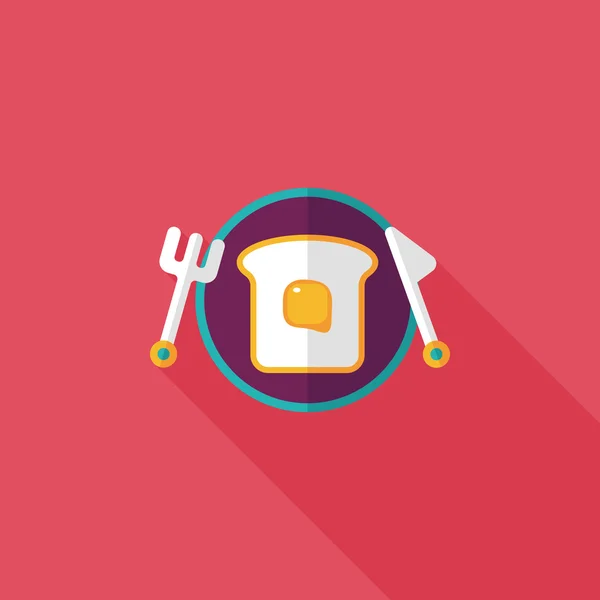 Petit déjeuner pain grillé icône plate avec ombre longue, eps10 — Image vectorielle