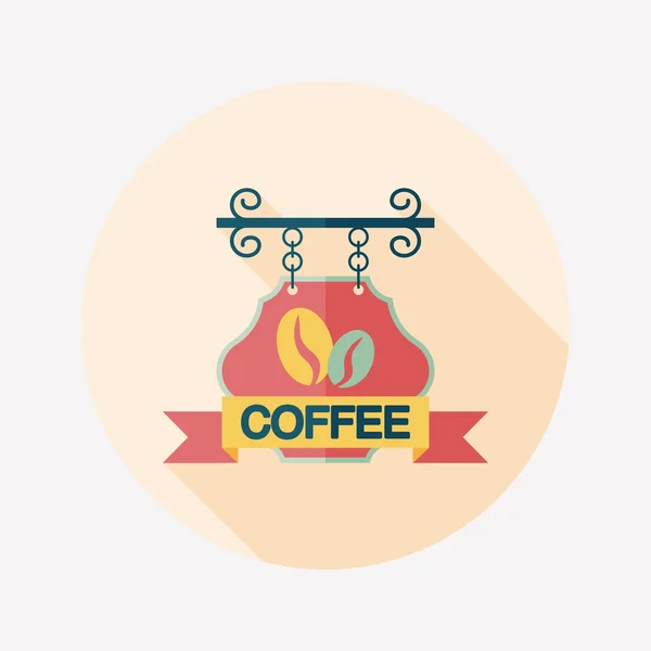 Kahve Dükkanı uzun gölge, eps10 düz simgesiyle işaretler — Stok Vektör