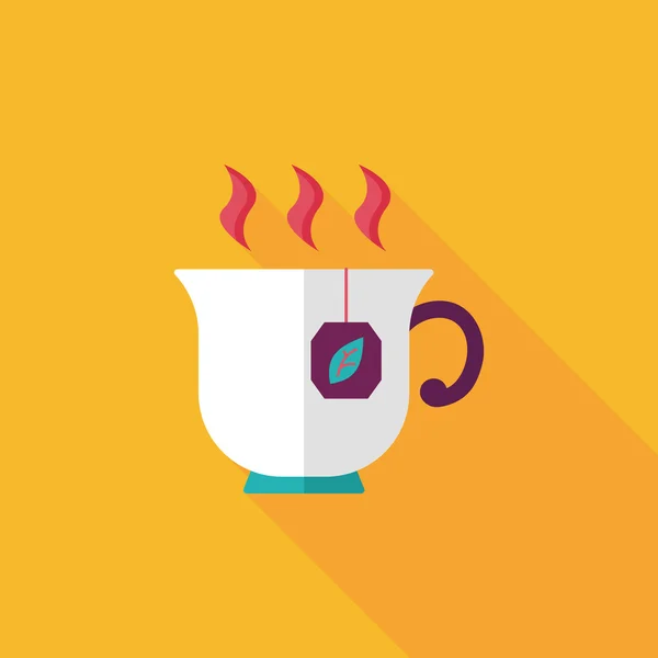 Té caliente icono plano con sombra larga, eps10 — Vector de stock