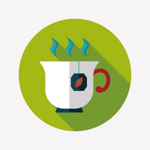 Hot tea flat icon with long shadow, eps10 — стоковый вектор